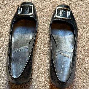Tahari Black Buckle Flats